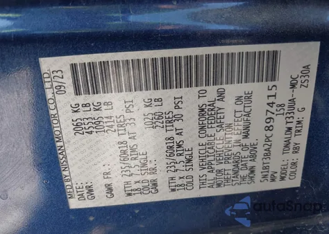 2023 Nissan Rogue Sv Fwd z USA, uszkodzony, nr VIN 5N1BT3BA2PC897415